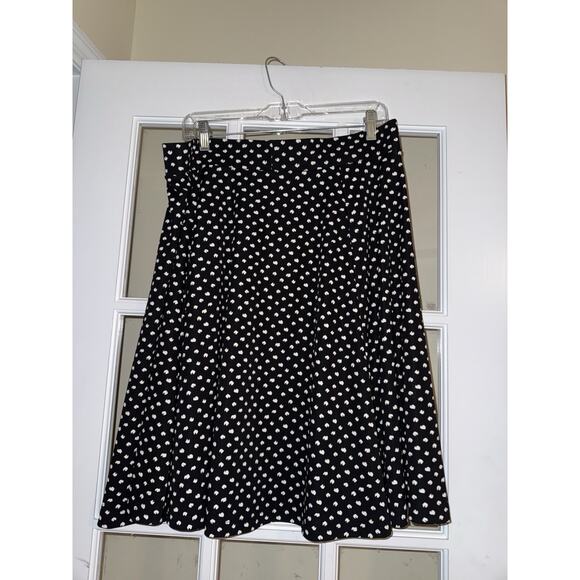 Lands End Women’s Black White Dot Skirt Elastic Waist A Line Knee Length Large - Picture 4 of 4
